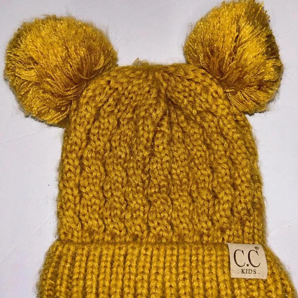 Kids Double Pom C.C beanie
Mustard
#C